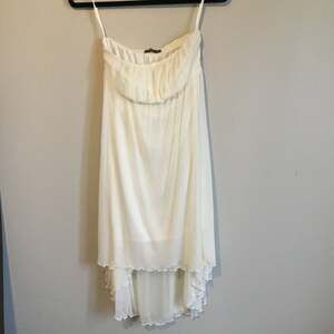 Karimadon Dress White Strapless High-Low Chiffon with wrap scarf Large